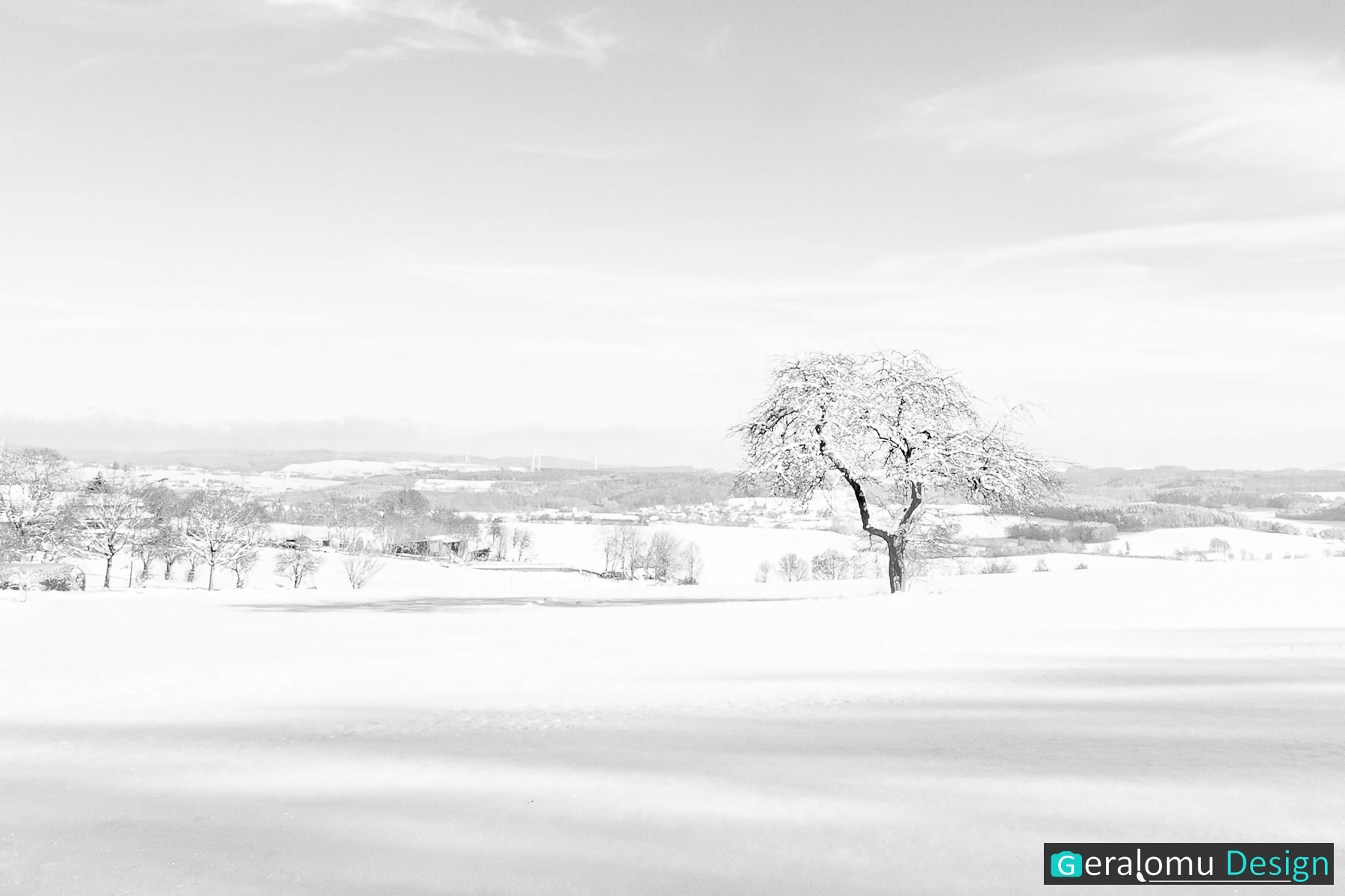 Dieses Kreativfoto zeigt eine Schneelandschaft im High-Key-Stil.